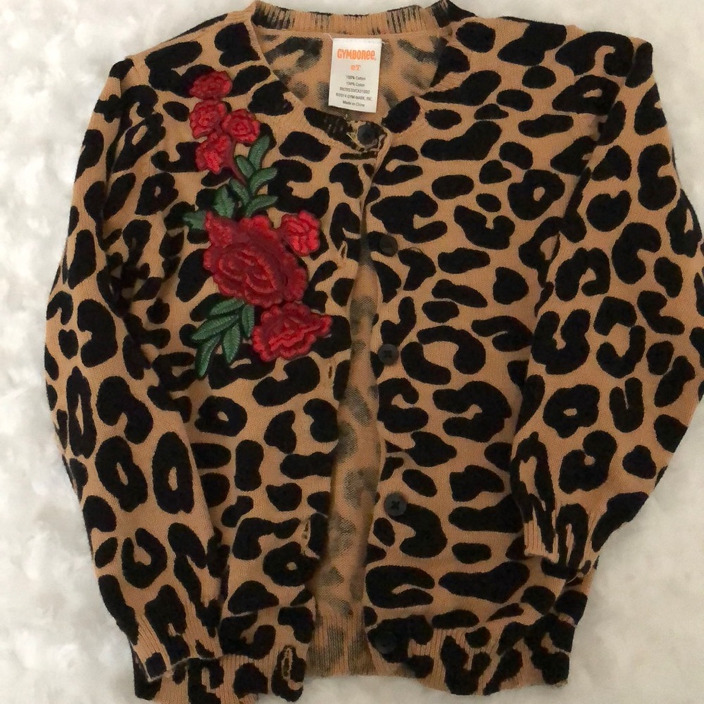 Toddler leopard cardigan w/ 🌹